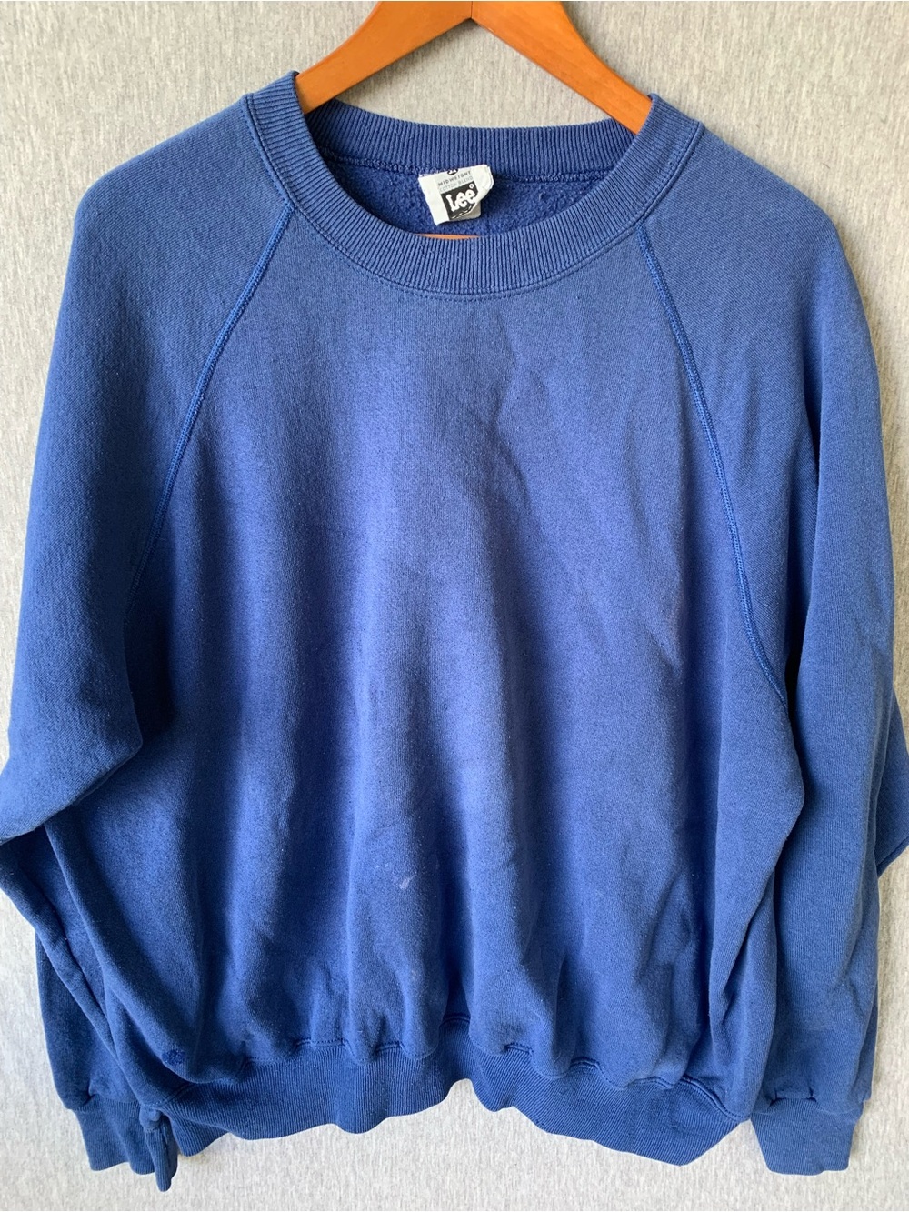 Vintage Blank Blue Crewneck Sweatshirt 90s  Lee Midweight Cotton Blend Boxy Fit